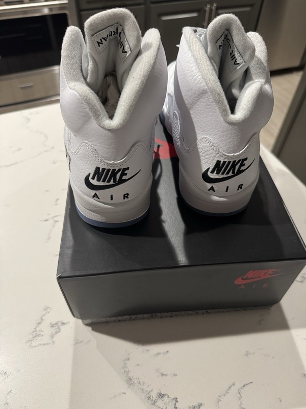 Nike Air Jordan 5 Retro Men’s White Leather High Top Sneakers New w/ Box