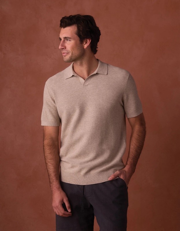 Normal Brand Breezeknit Polo Flax (Tan) Men’s Size Medium gallery