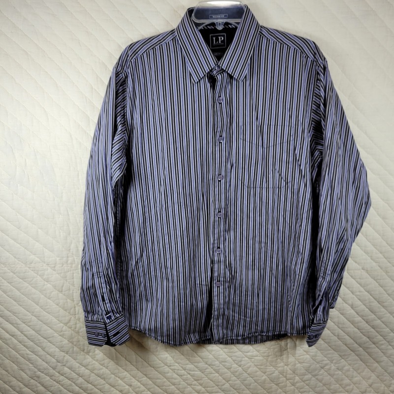 Louis Philippe Long Sleeve Button Up Stripe Shirt Mens Size 44cm / XL