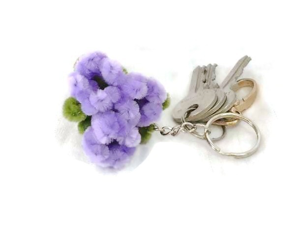Handmade Chenille Flower Keychain Cute Floral Bag Charm Unique Gift Accessory gallery
