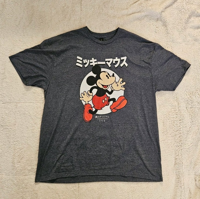 Disney Mickey Mouse Japanese Text Shirt 2XL 1928 True Original Tee Gildan
