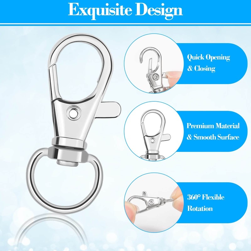 Keychain Hook Clip, 50Pcs Swivel Snap Lobster Claw Clasp Small Silver gallery