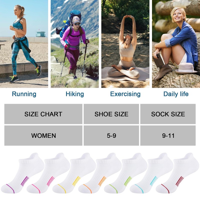 7 Pairs Womens Ankle Socks Athletic Cushioned Anti-Blister Running Low Cut So. gallery