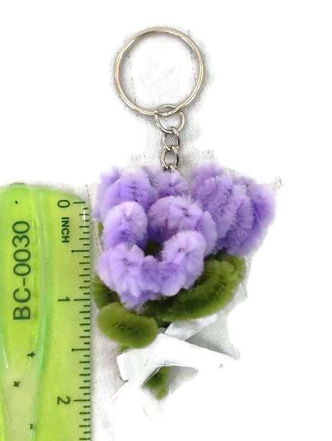 Handmade Chenille Flower Keychain Cute Floral Bag Charm Unique Gift Accessory gallery