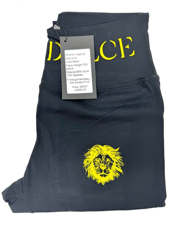 Dolce Zuriel Leggings with Lion Head Logo 86% Nylon, 14% Spandex (Large) gallery
