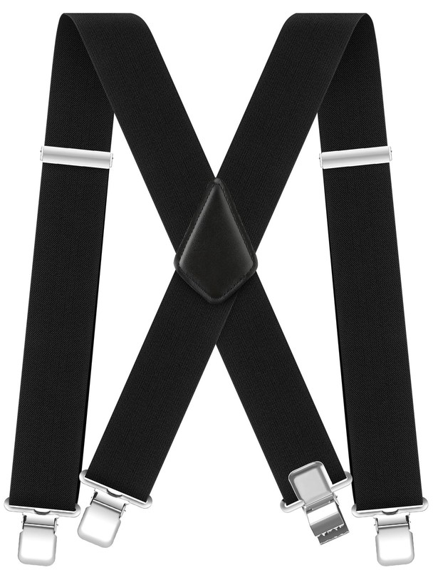 Mens Heavy-Duty Suspender: 2-Inch Wide, Sturdy Clips, X-Back, Adjustable Elastic
