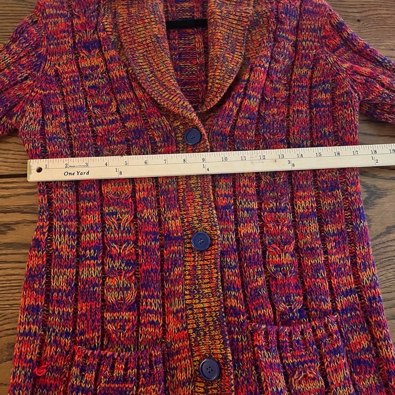 VTG 1970's 100% Virgin Acrylic Fibre Cardigan Sweater Red/Orange/Blue-M gallery