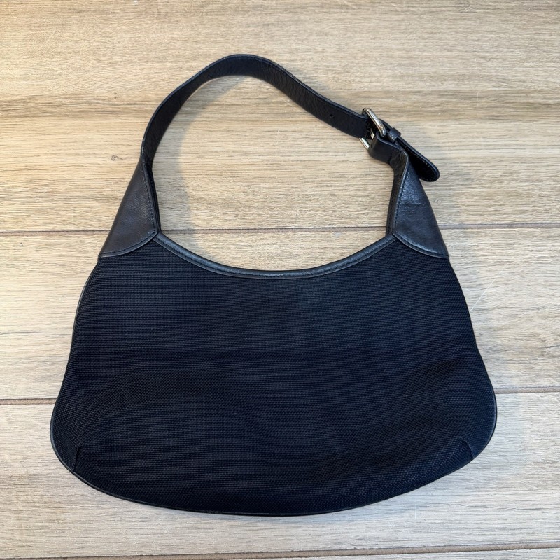 Vintage Y2K Banana Republic Shoulder Hobo Bag Jute Cotton 2000s Black Woven