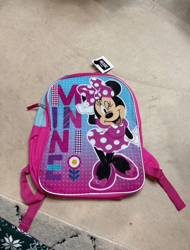 New Disney Minnie Mouse Girls Backpack Book Bag Pink Adjustable Strap School Bag