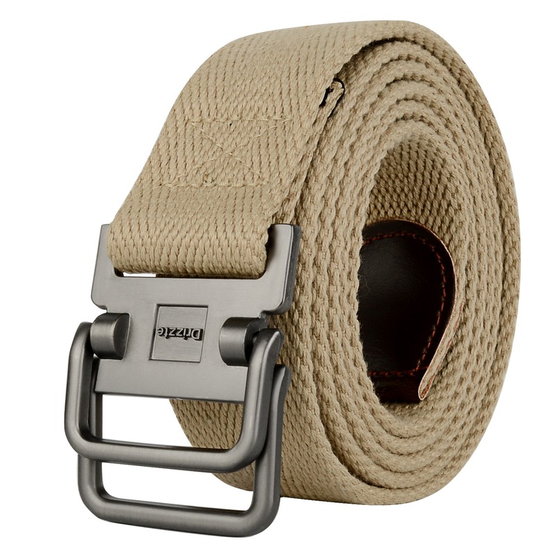 Men Belt Plus Size To 75inch Canvas Big and Tall Khaki D Ring Cotton Casual Belt