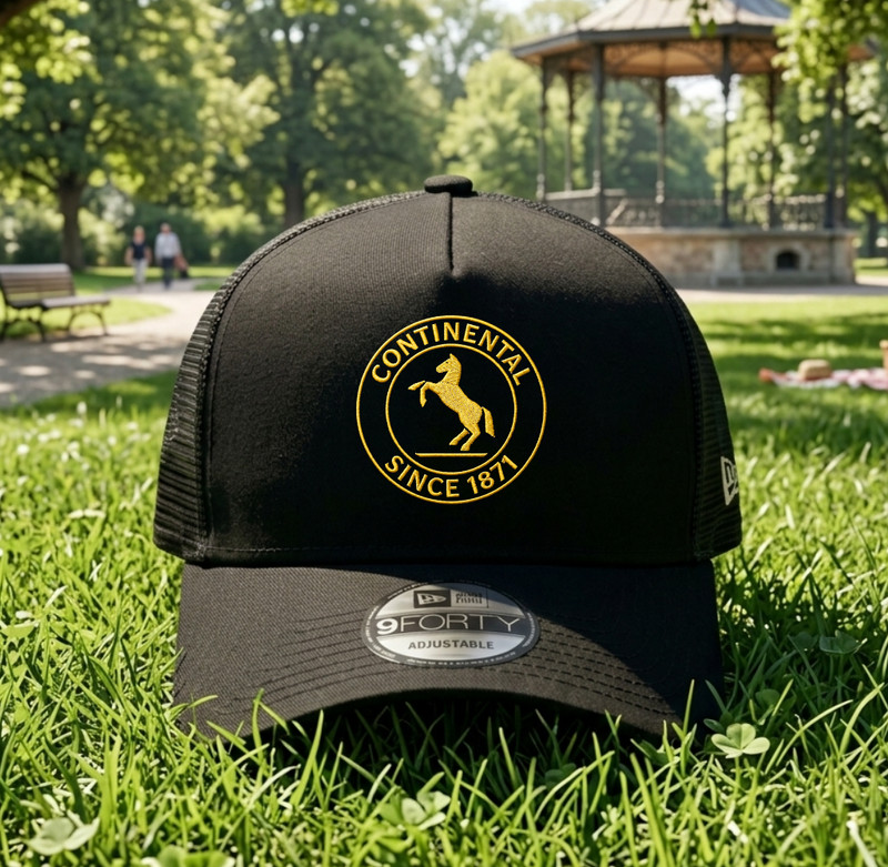 Continental Logo Embroidered Trucker Hat Mesh Snapback Automotive Cap