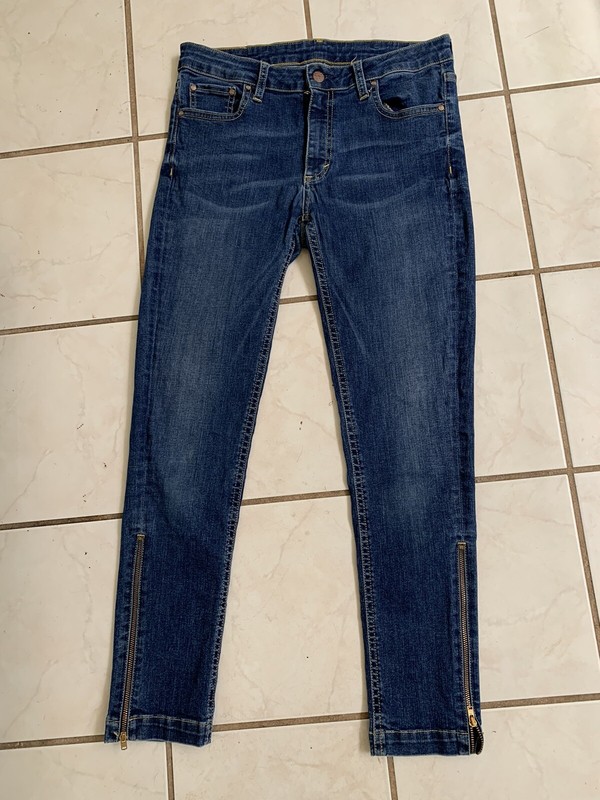 ARTISTIC MILLINERS Medium Wash Mid Rise Jeans w/ Zippered Legs Sz UK 10 US 8