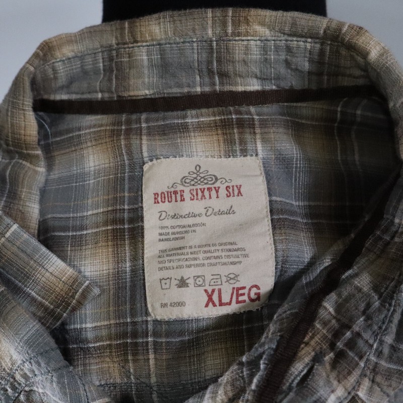 Route Sixty Six Shirt Mens XL Western Cowboy Rodeo Pearl Snap Plaid Short Sleeve gallery