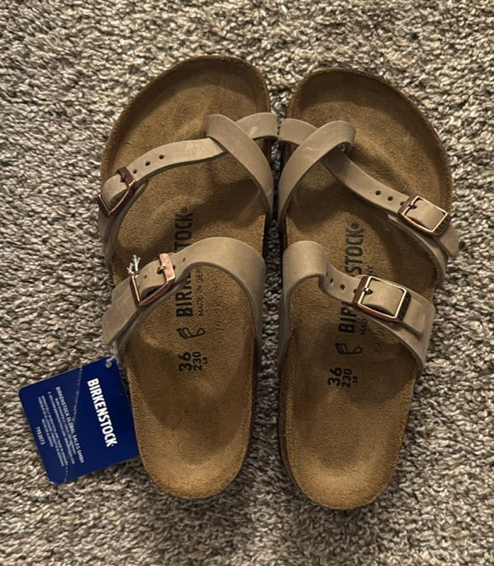 Birkenstock Brown Leather Sandals Adjustable Buckle EU 36 Regular brand new
