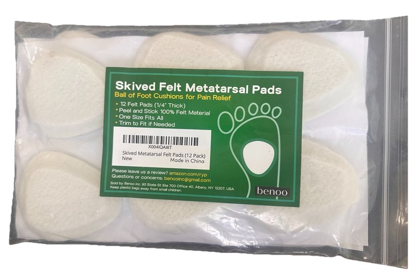 Benoo Skived Felt Metatarsal Pads 12 Felt Pads 1/4″ thick NEW