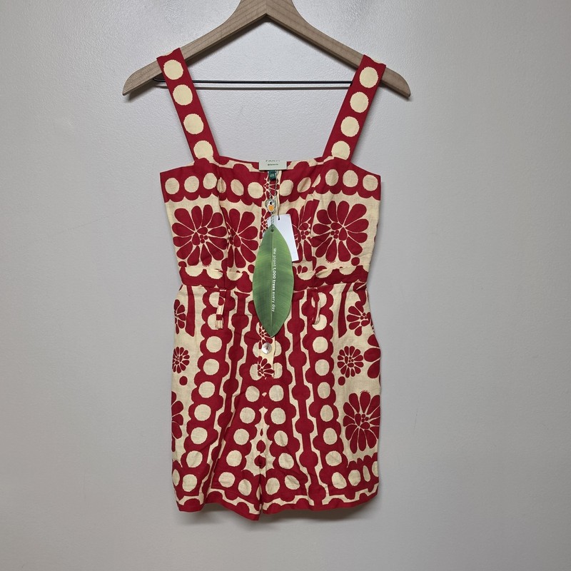 Anthropologie Farm Rio Linen Romper Floral Romance Palermo Sz XXS Missing Belt
