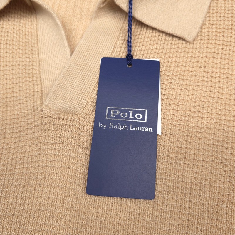 Polo Ralph Lauren Linen Sweater Polo Shirt Mens XL Beige Textured NWT gallery