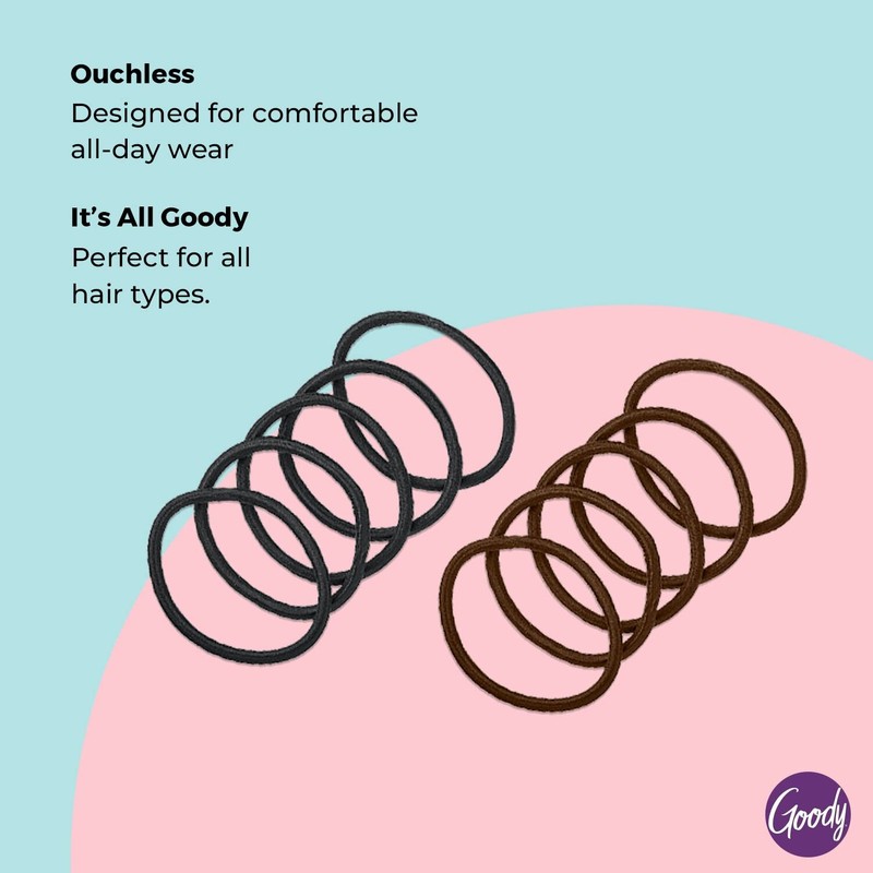 Goody Nonslip Womens Elastic Hair Tie 10 Count, Colour Collection Black 4MM MFB gallery