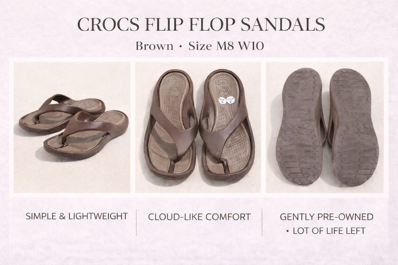 Crocs Athens flip-flop Sandals Size M8 W10 Espresso/Walnut Brown