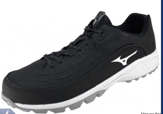 MIZUNO Ambition 3 Baseball Shoes US 12 Men’s Black w/ White Free Shipping