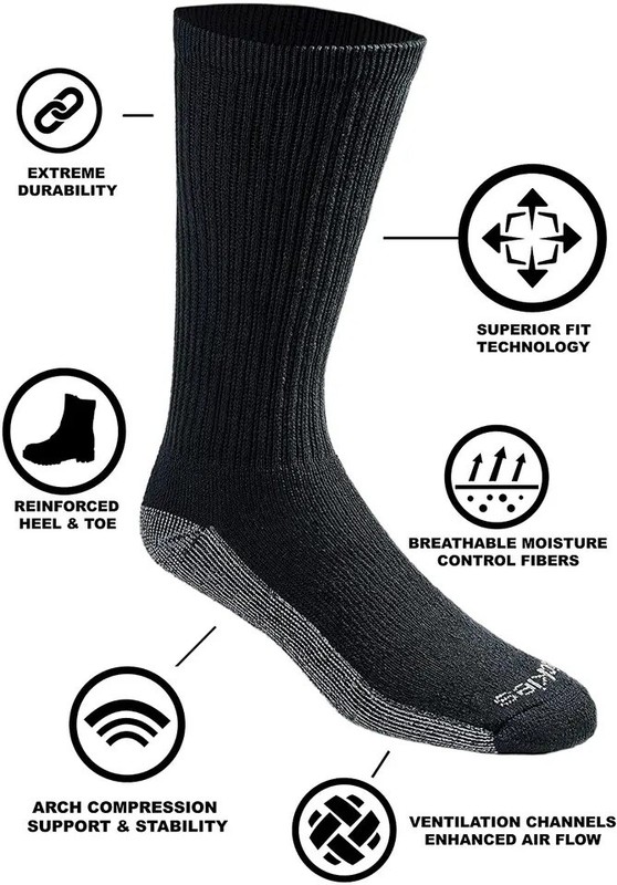 12 Pairs Men Dickies Dri-tech Moisture Control Crew Socks Black 10-13 gallery