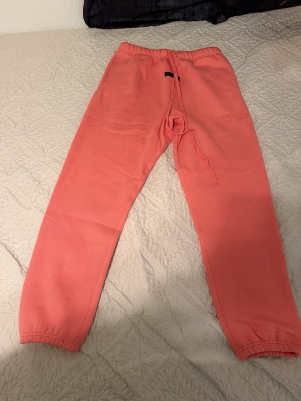 Essentials Fear of God Essentials Pink Fleece Jogger Pants Drawstring Pockets S
