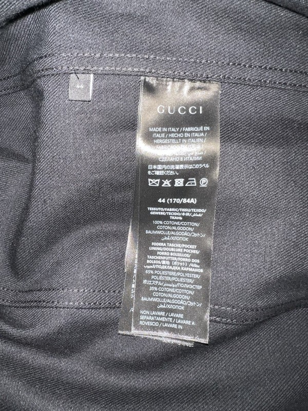 Gucci Men's Denim Jacket Black Biker Stand Collar Zip Logo Size 44 gallery
