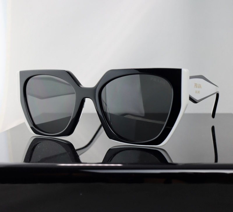 Prada PR15WS Black and White/ Gray Lens Square Sunglasses 100% UV