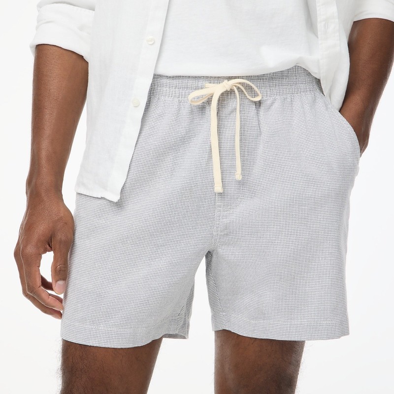 New JCREW Size S Linen-Blend Dock Short in Cool Grey White $79 BG557 gallery
