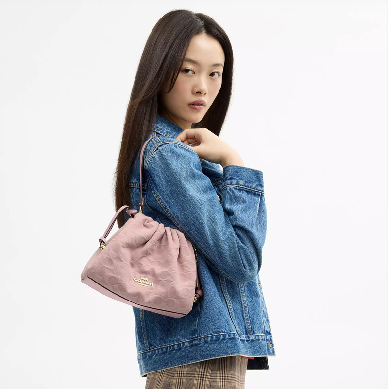 COACH Faye Drawstring Bag Signature Denim Light Pink CFD03 IMNH1 New Authenthic gallery