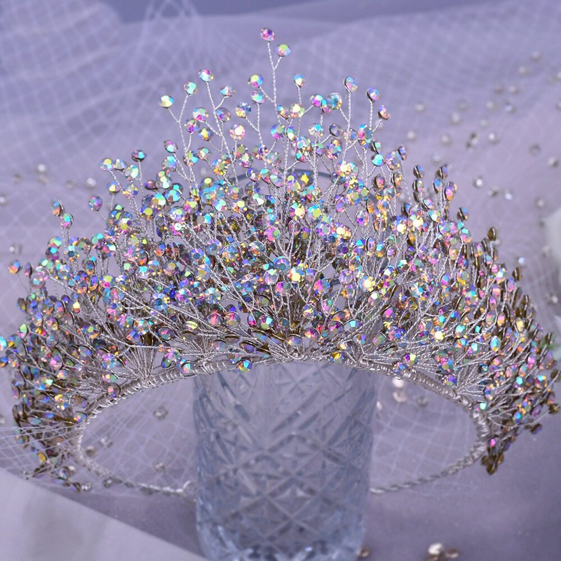 11cm Tall Crystal Tiara Crown Earrings Set Wedding Queen Pageant For Women gallery