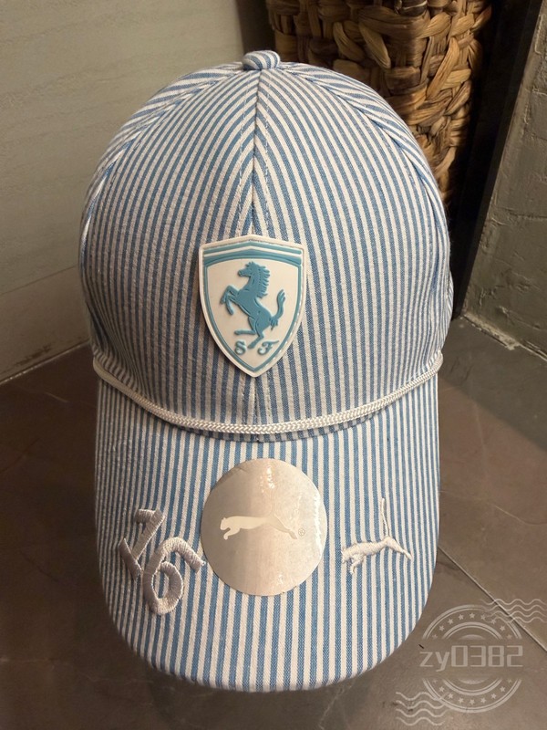 Ferrari Men’s Adult Sports Casual Adjustable Blue Striped Baseball Cap Hat