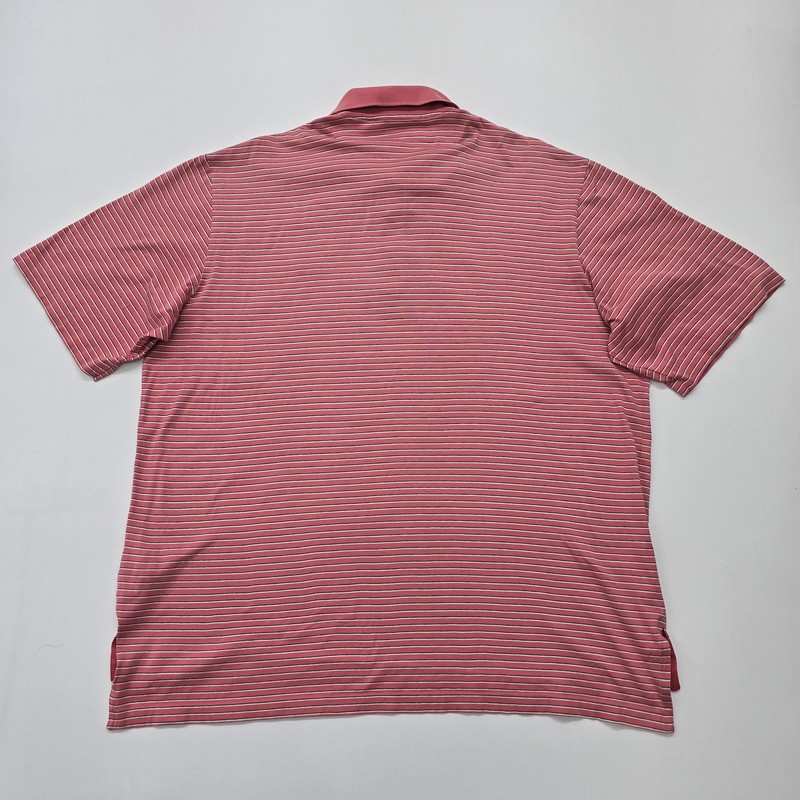 Polo Ralph Lauren Mens Polo Red Striped Size L High Button Logo
