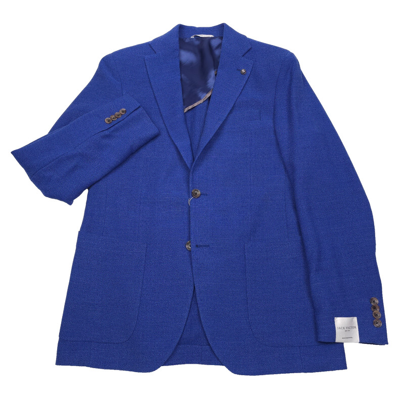 Jack Victor Textured Jersey Soft Sport Coat Mens 40R Solid Blue Blazer Jacket