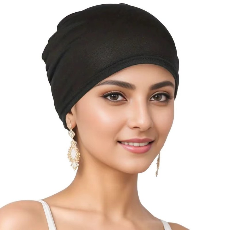 1 Pieces Solid Women Hat Stretchy Turban Beanie,Pre Tied Chemo Head Sca…
