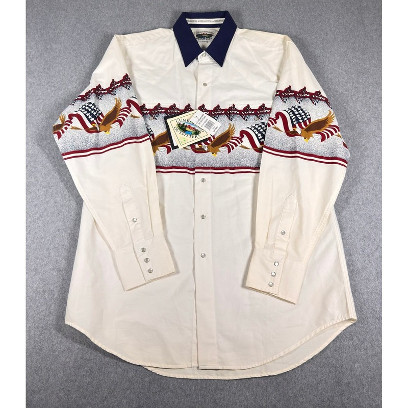Cumberland Outfitters Pearl Snap Shirt Mens Large EAGLES Long Sleeves NWT