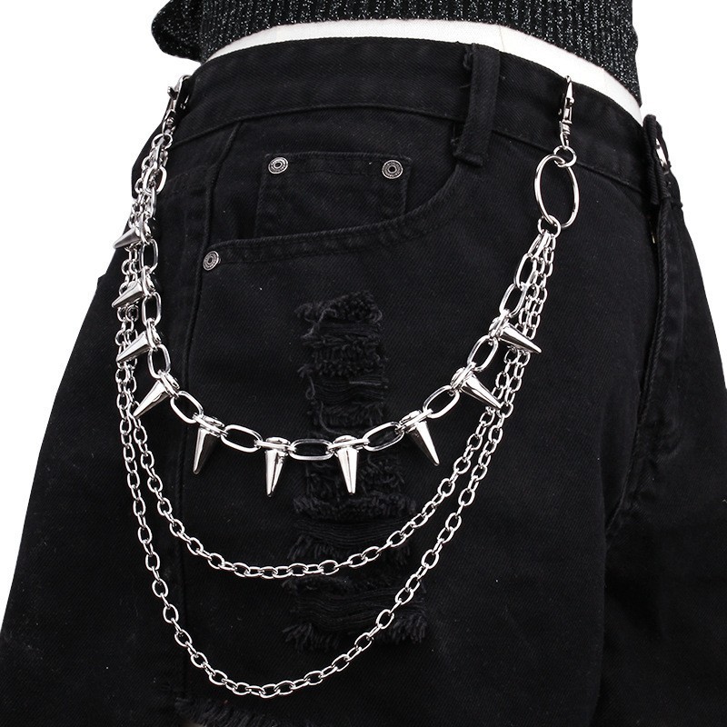Hip-hop Rivets Multi-layer Waist Chain Men's and Women's Jeans Chain Alloy gallery