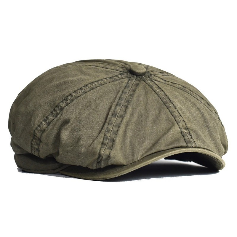 Washed Cotton Newsboy Cap Peaky Blinders Octagonal Gatsby Flat Ivy Hat Vintage