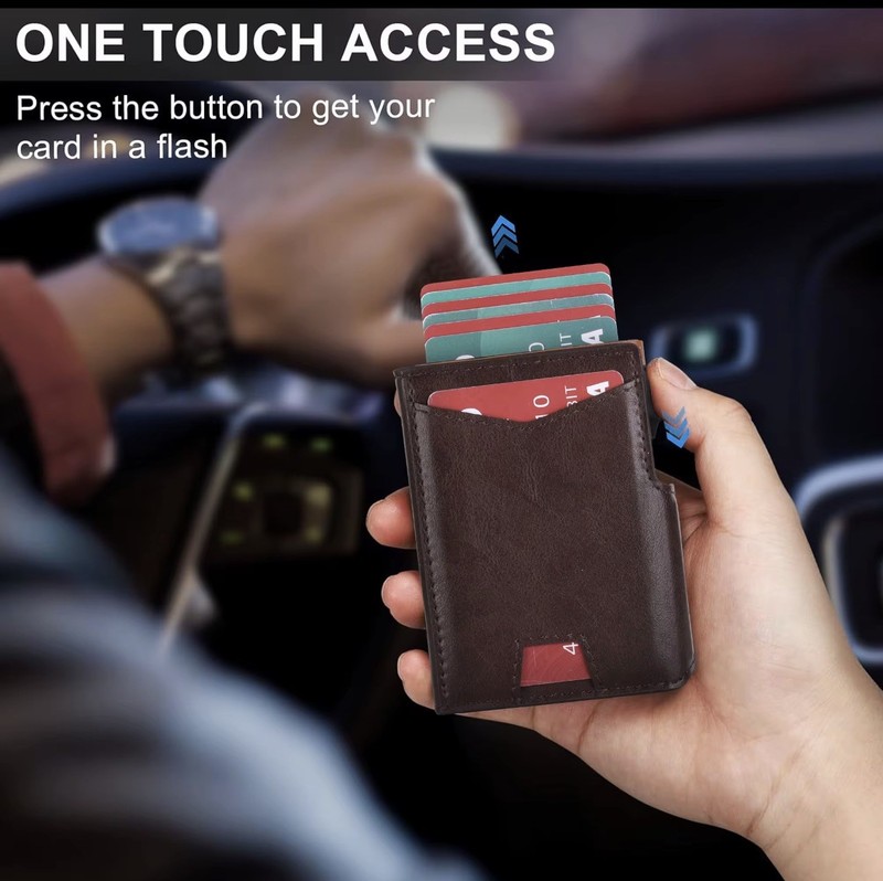 Wallet for men Smart Pop Up RFIDBlocking Slim MetalCard Holder withID Window gallery