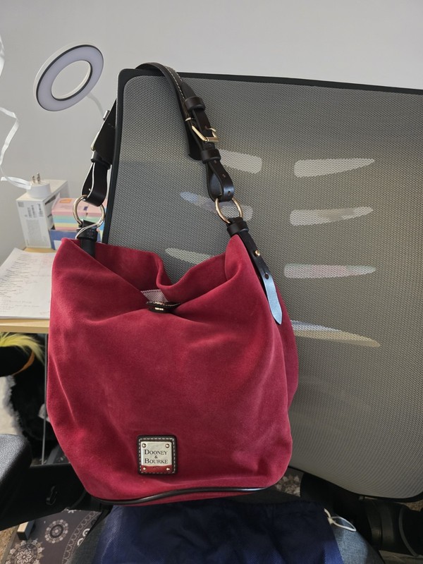 Dooney & Bourke RED SUEDE Small Feed Bucket Bag Nwt