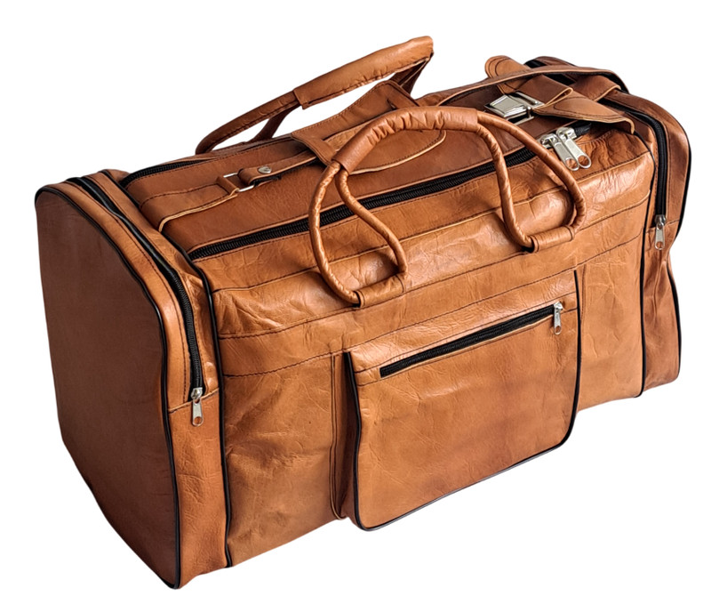 Genuine Leather Duffle Bag 53cm Cognac Gym Bag Sports Bag Handmade Travel Bag gallery
