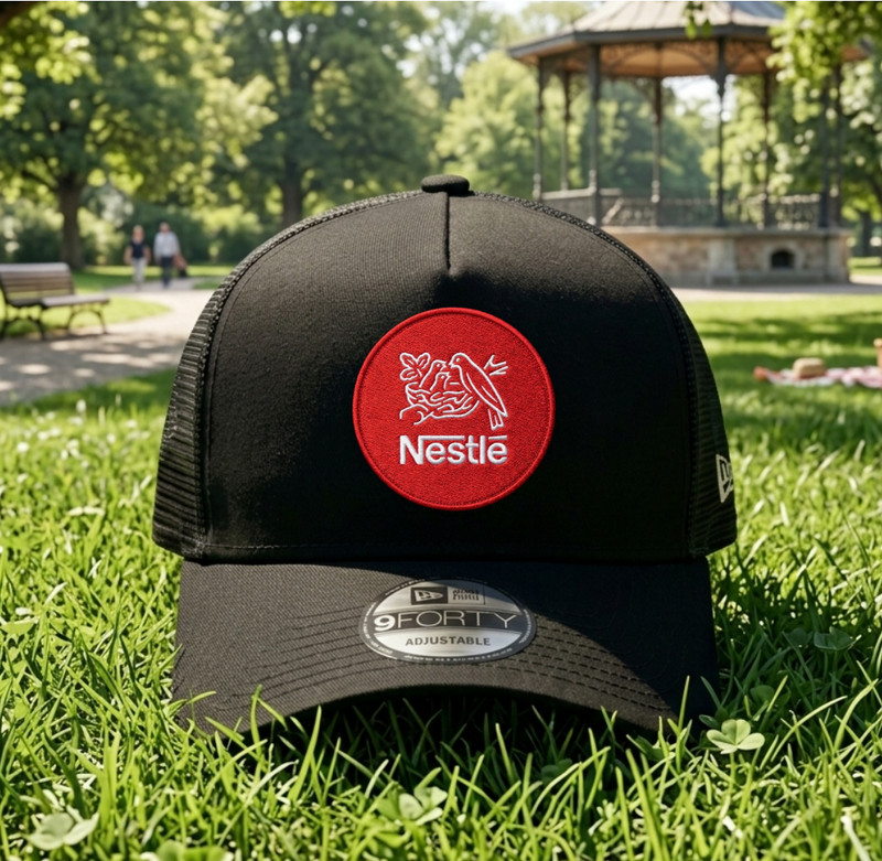 Nestle Food Drink Logo Embroidered Trucker Hat Mesh Snapback Cap
