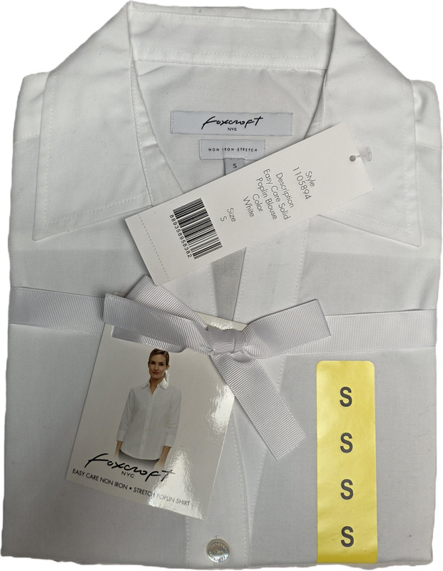NEW Foxcroft Womens Collared Button Down Dress Shirt Easy Care Poplin Blouse