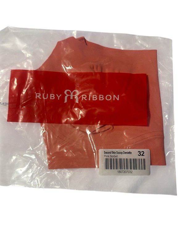 RUBY RIBBON SECOND SKIN SCOOP Wireless DEMIETTE #1807 Pink Sorbet Sz 32 NEW gallery