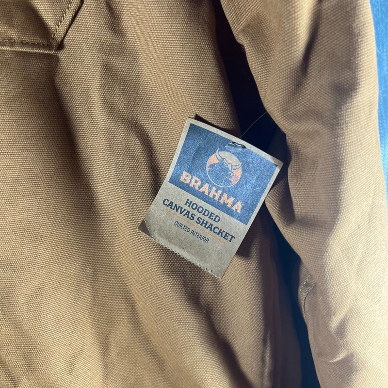 Brahma Mens Canvas Shacket Size L Brown Hooded Quilted Interior Outdoor Pockets gallery