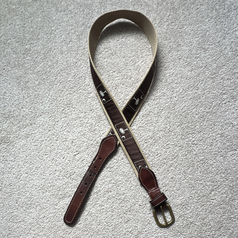 Men’s Casual Belt Size 32 Brown/Beige Adjustable Brass Buckle