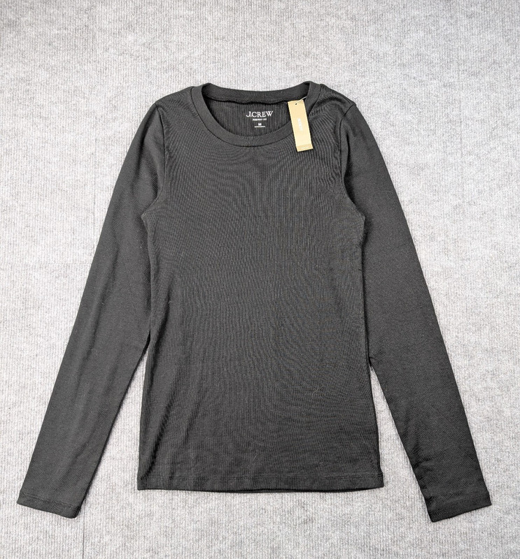 J Crew Perfect Fit Shirt Women Medium Black Cotton Minimal Capsule Classic Basic