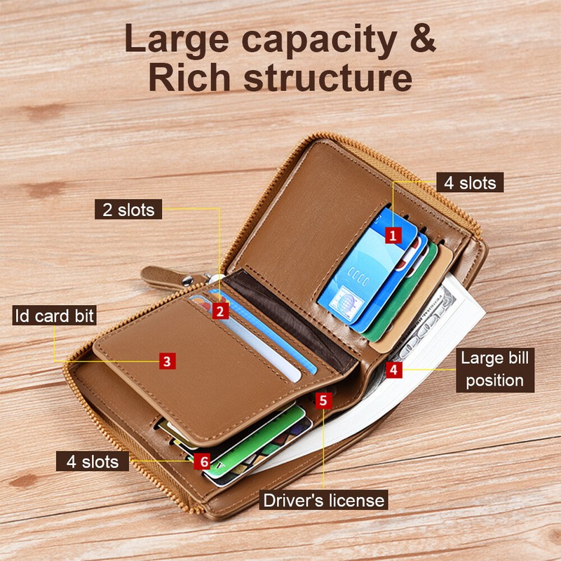 Waterproof Mens RFID Blocking Leather Wallet Credit Card ID Holder Zipper Purse gallery