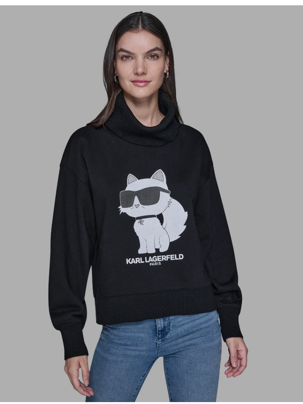 Karl Lagerfeld Paris CHOUPETTE TURTLENECK SWEATSHIRT XS