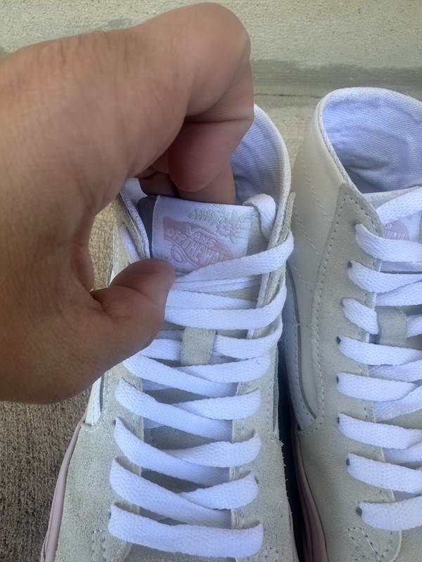 Vans Sk8-Hi Skate White/Pink Shoe Suede High Sneaker Men 5 Women 6.5 RARE gallery